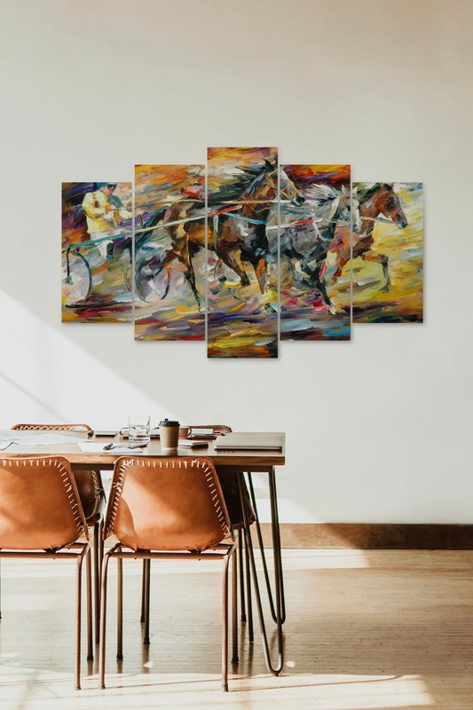 Atlar ve Arabacı 5 Parçalı Mdf Tablo 60 x 100