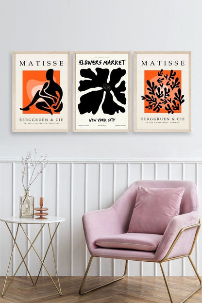 Matisse Üçlü Ahşap Çerçeveli Tablo 23 x 30