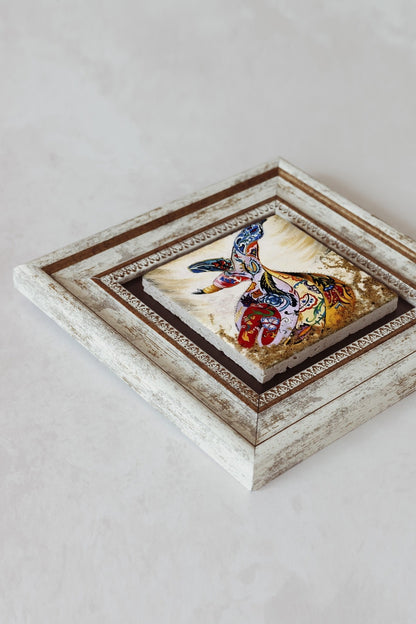 Semazen Çerçeveli Taş Tablo , Çerçeveli Taş Duvar Dekoru 20 cm