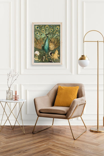 Nouveau Vintage Peacock Ahşap Çerçeveli Tablo 50 x 70