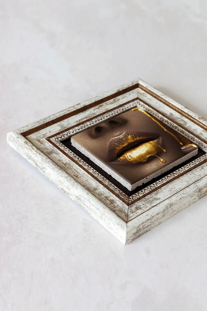 Afrikalı Kadın Çerçeveli Taş Tablo , Çerçeveli Taş Duvar Dekoru-enkcrcvtbl-00112 20 cm