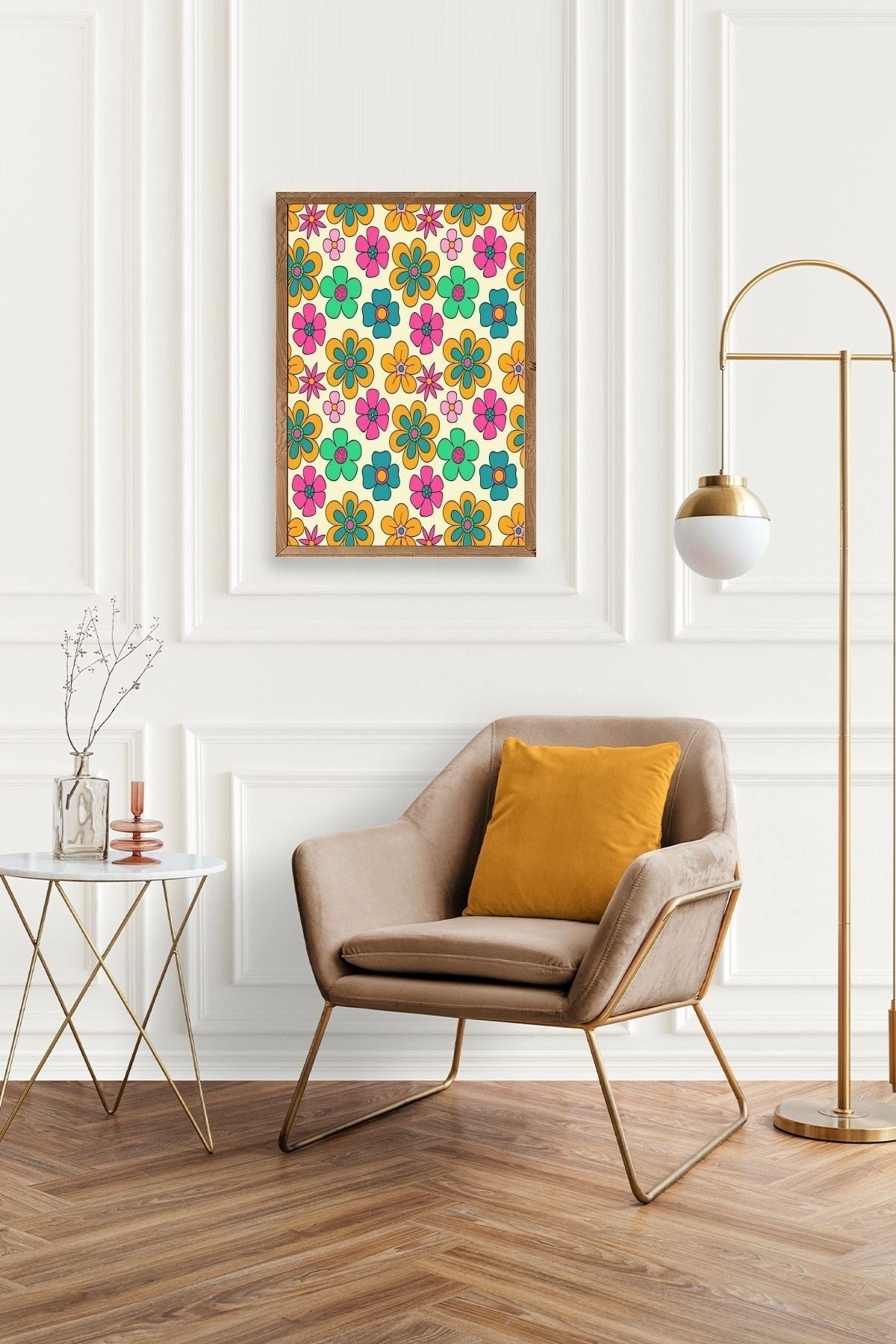 Çiçekler Ahşap Çerçeveli Tablo 17 x 23