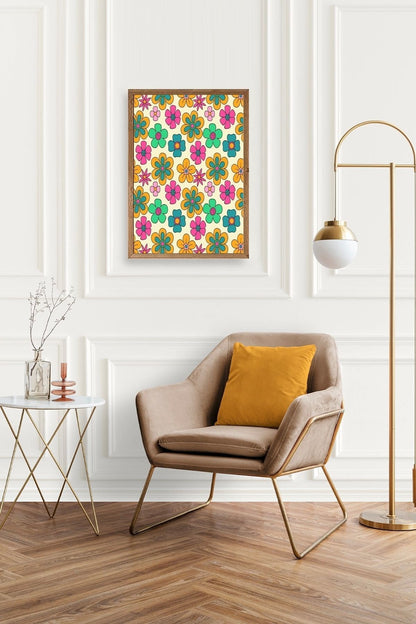 Çiçekler Ahşap Çerçeveli Tablo 17 x 23