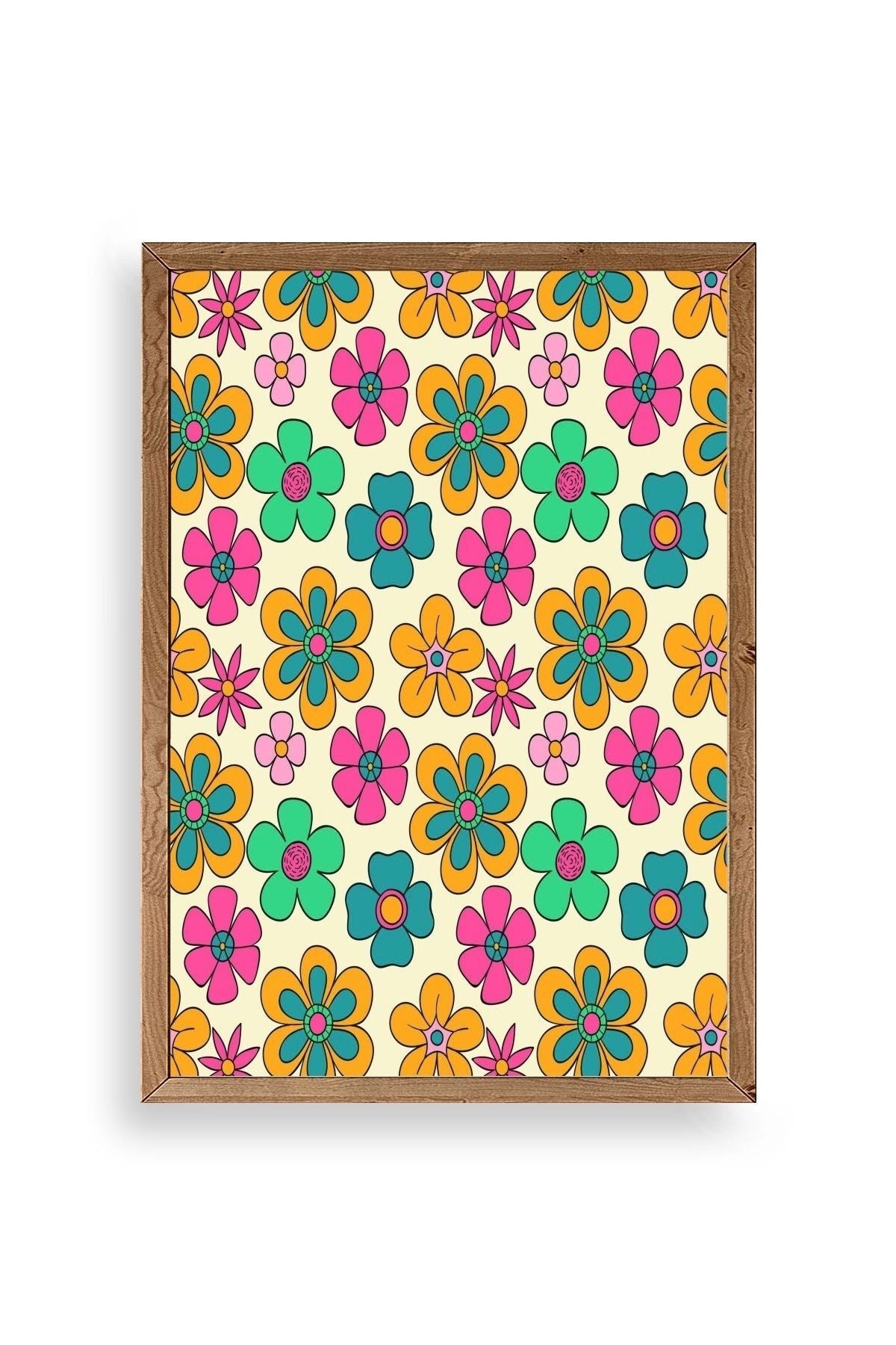 Çiçekler Ahşap Çerçeveli Tablo 30 x 42