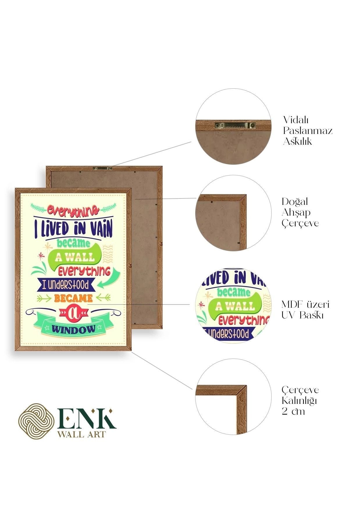 Motto Ahşap Çerçeveli Tablo 23 x 30