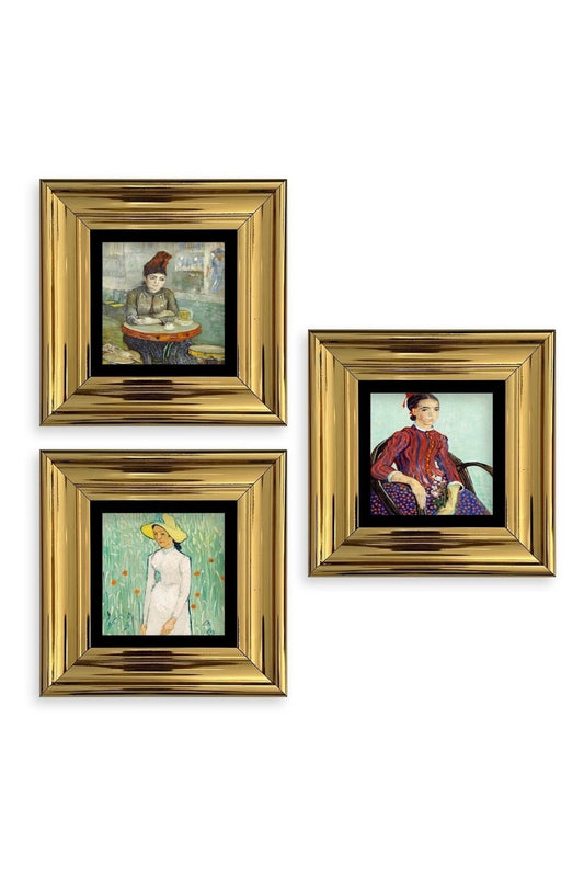 Kadınlar 3 lü Set Çerçeveli Taş Tablo 20 cm