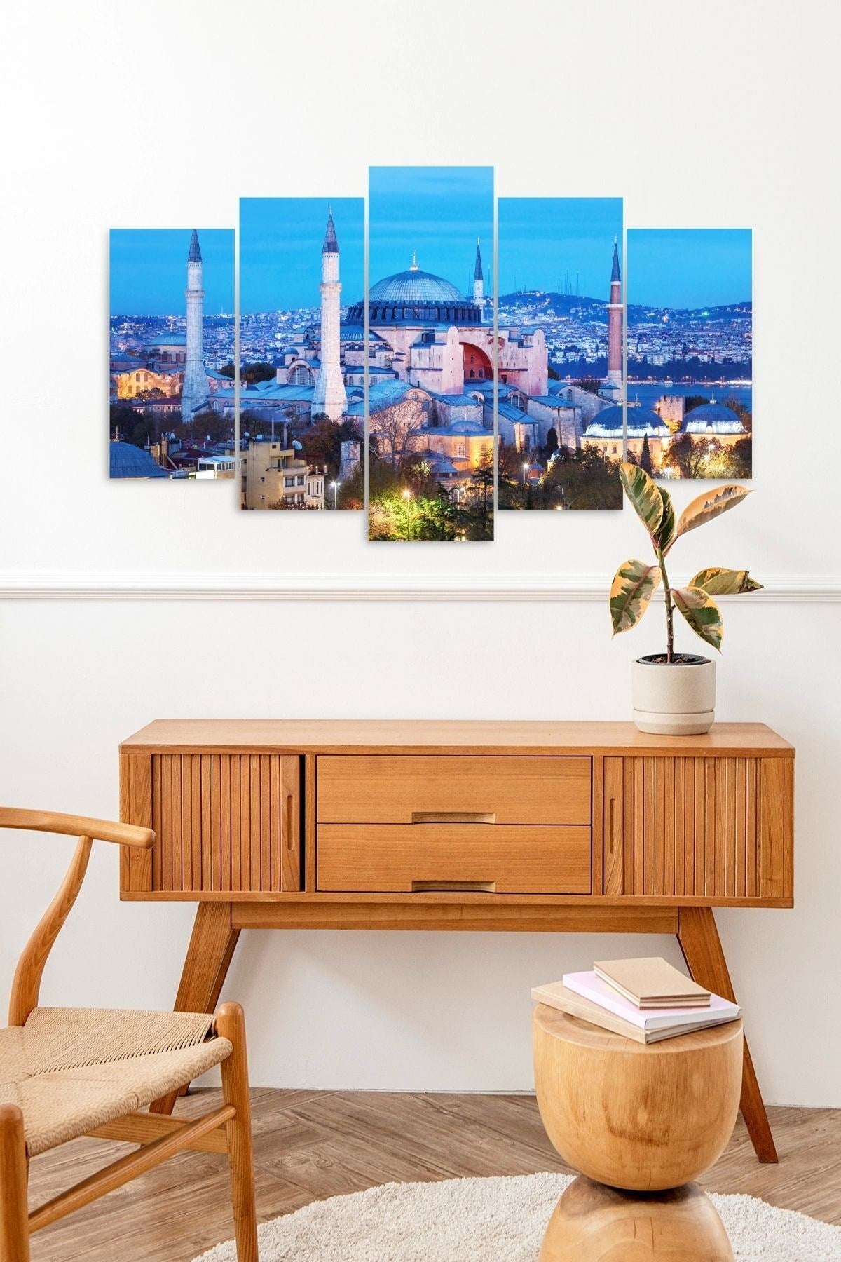 Camii Manzara 5 Parçalı Mdf Tablo 60 x 100