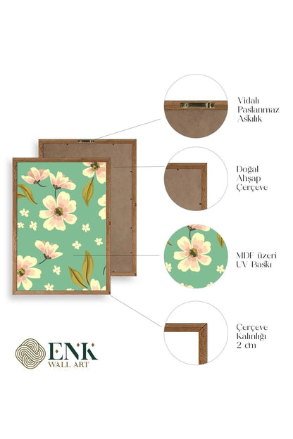 Çiçekler Ahşap Çerçeveli Tablo 50 x 70