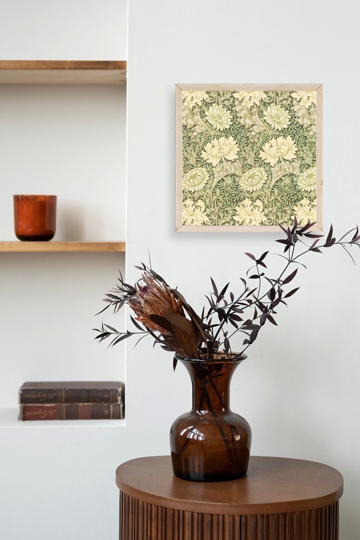 Çiçek Ahşap Çerçeveli Tablo 50 x 50