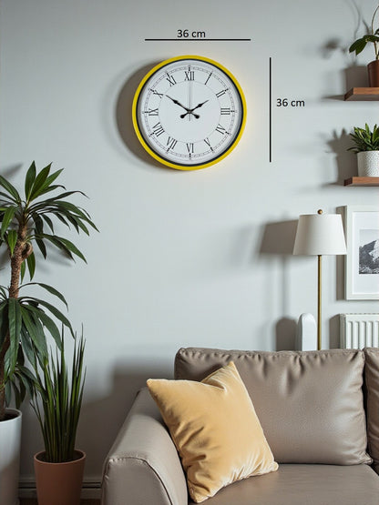 Zentime 36 Cm Sarı Dekoratif Duvar Saati