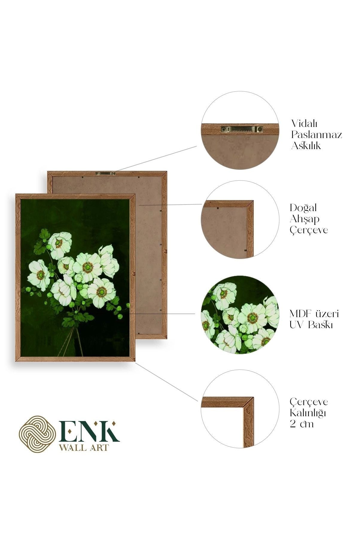 Çiçekler Ahşap Çerçeveli Tablo 50 x 70