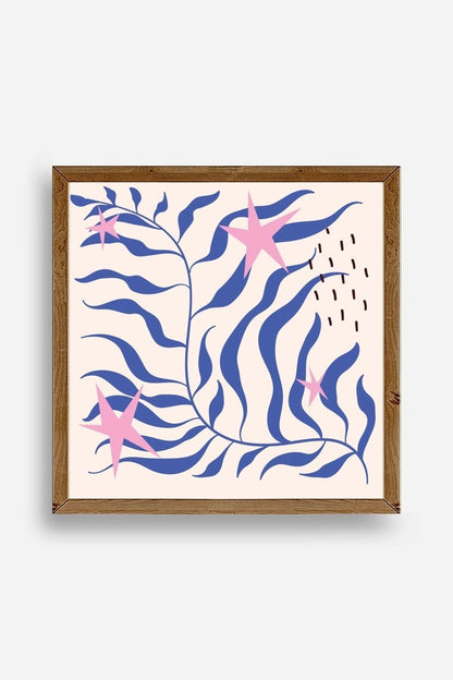 Yaprak Ahşap Çerçeveli Tablo 23 x 23