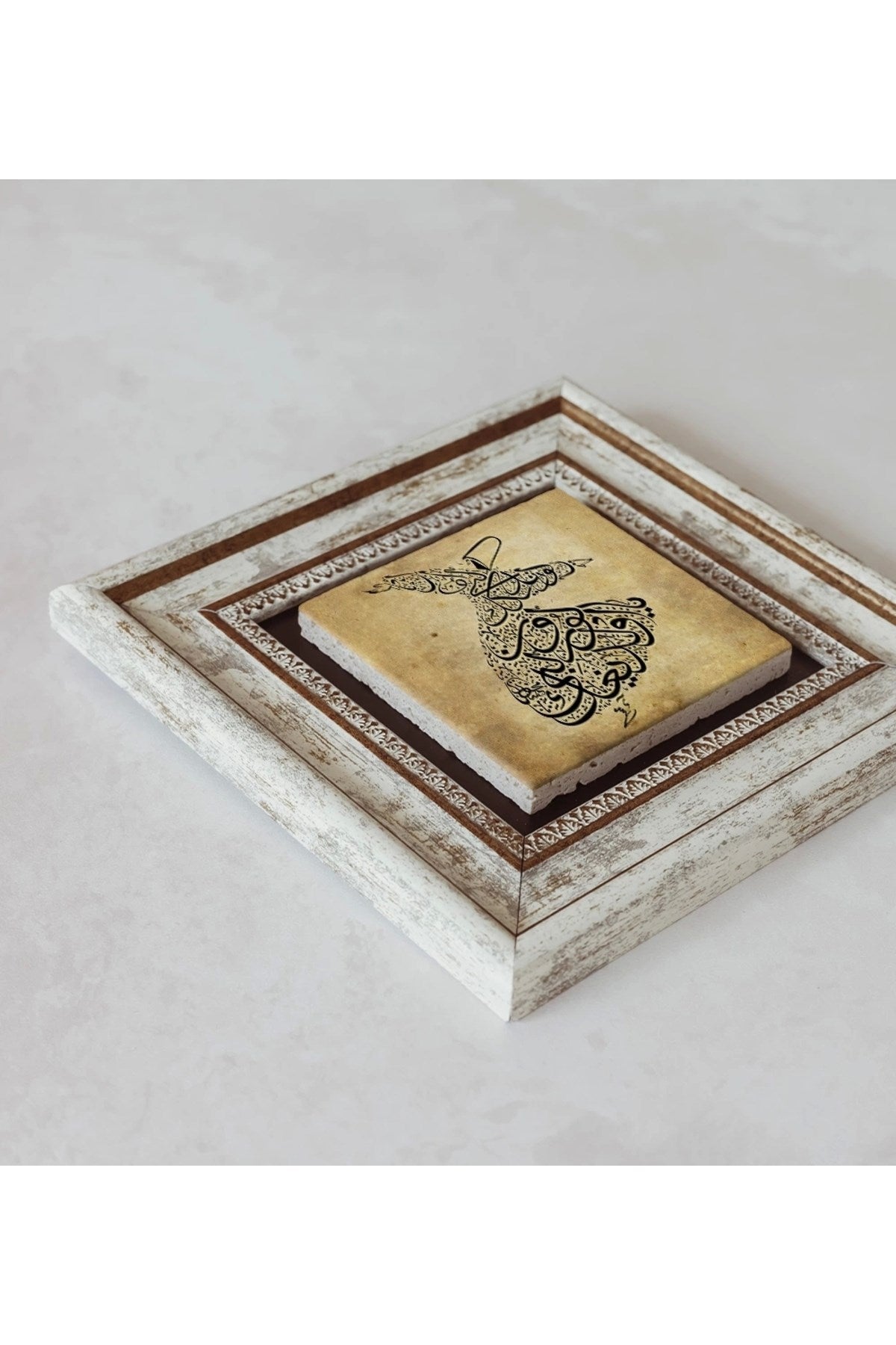 Semazen Çerçeveli Taş Tablo , Çerçeveli Taş Duvar Dekoru 20 cm