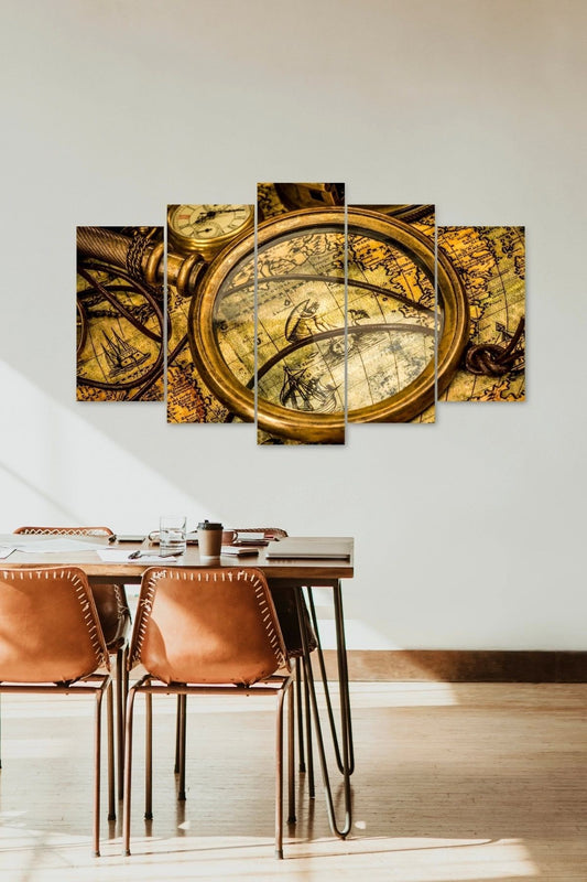 Büyüteç ve Harita 5 Parçalı Mdf Tablo 60 x 100