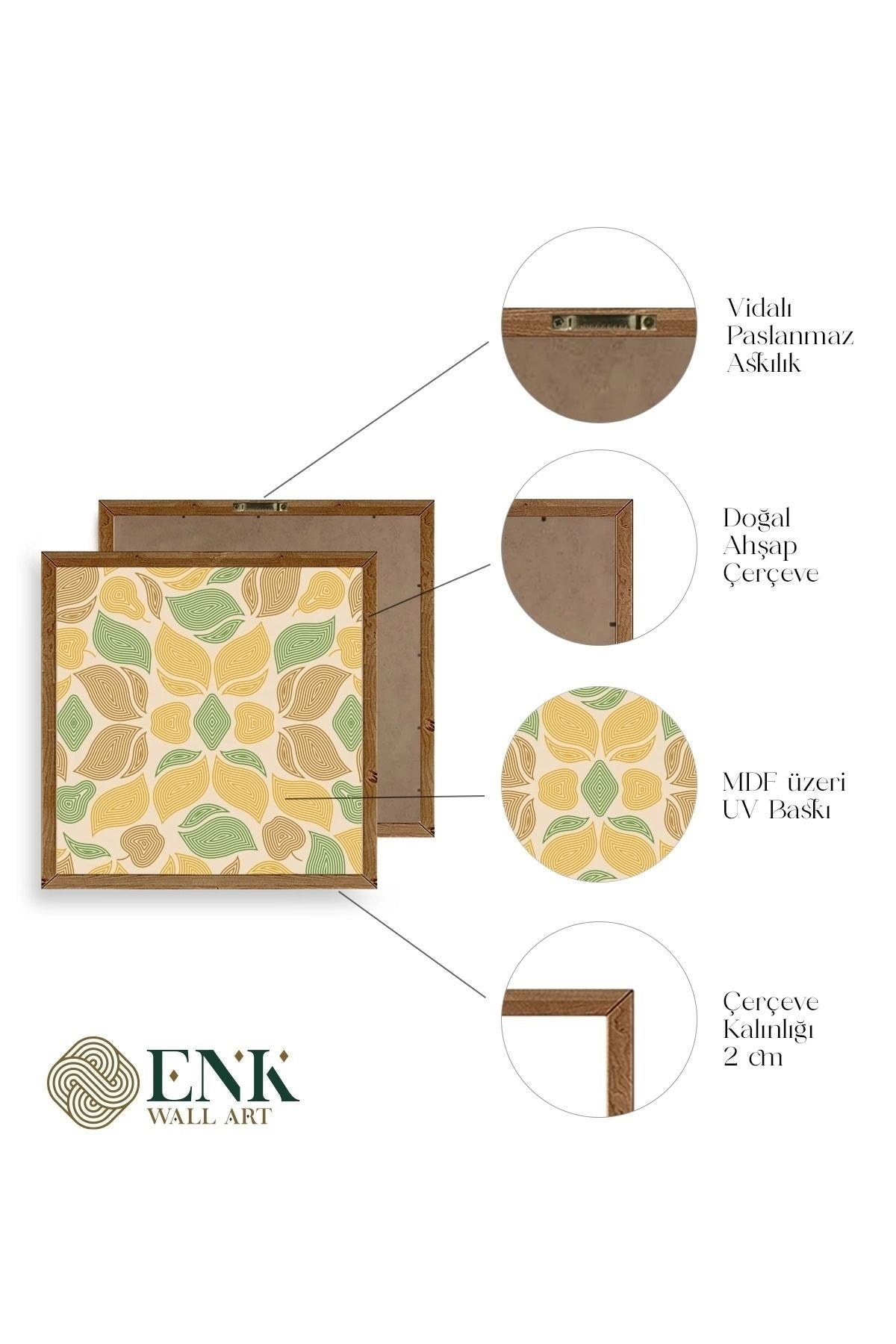 Desen Ahşap Çerçeveli Tablo 42 x 42