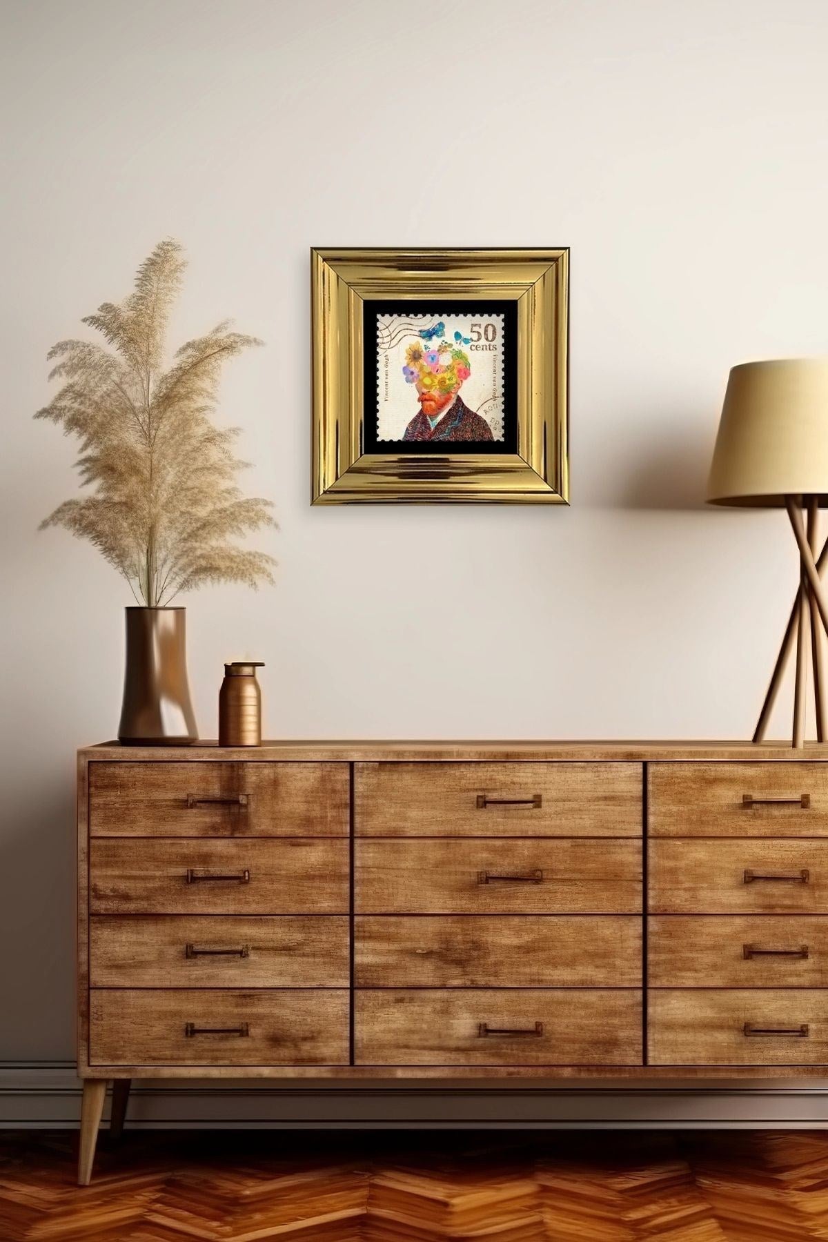 Van Gogh Çerçeveli Taş Tablo 20 cm