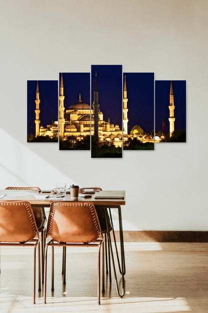 Camii Manzara 5 Parçalı Mdf Tablo 60 x 100