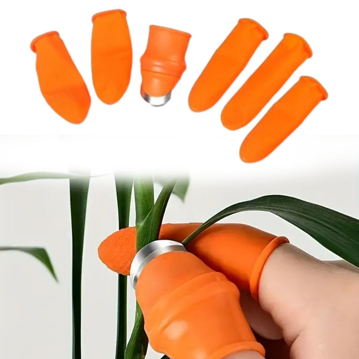 BUFFER® 5 Parça Pratik Parmak Koruyucu 1 Parça Baş Parmak Bıçaklı Eldiven Sebze Meyve Soyucu Kesme Ayıklayıcı Silikon Set