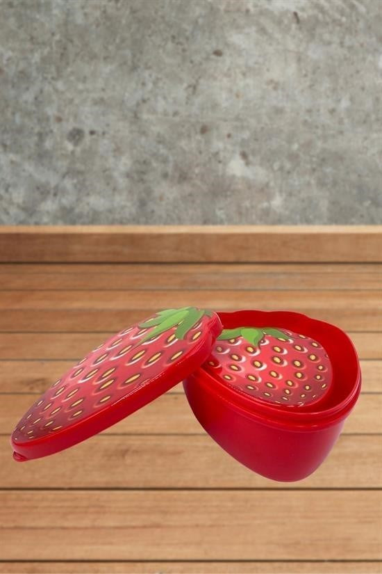 BUFFER® 2'li İç İçe Geçebilen Çilek Model Saklama ve Beslenme Kabı Seti (550 ml + 250 ml)