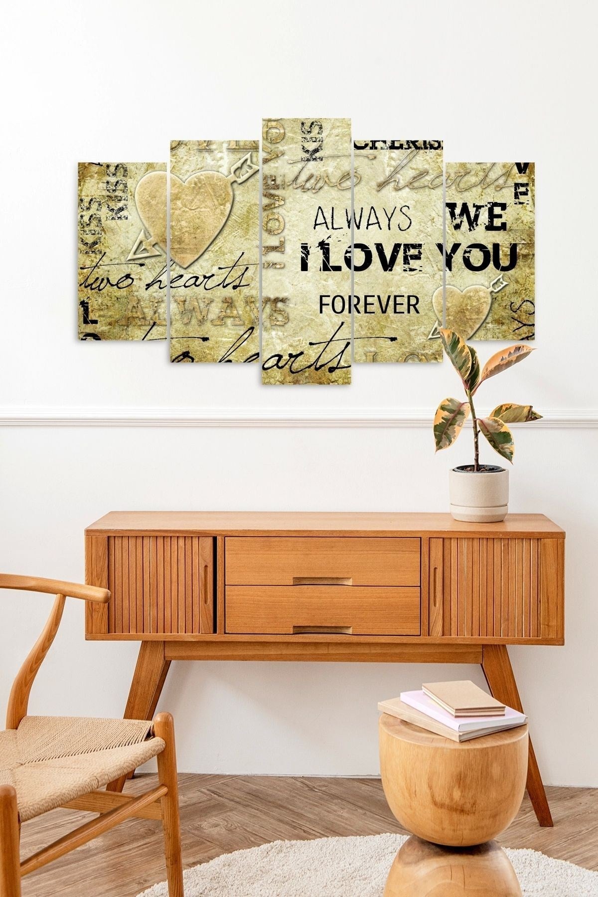 I Love You 5 Parçalı Mdf Tablo 60 x 100
