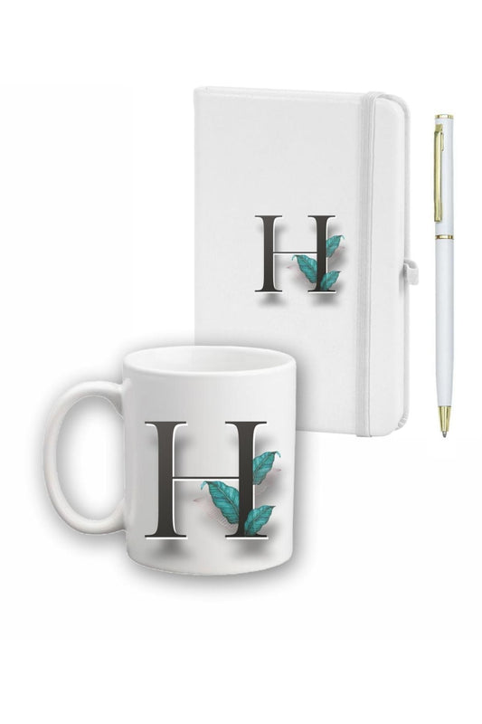 Yaprak Desen Ajanda Kupa ve Kalem Seti