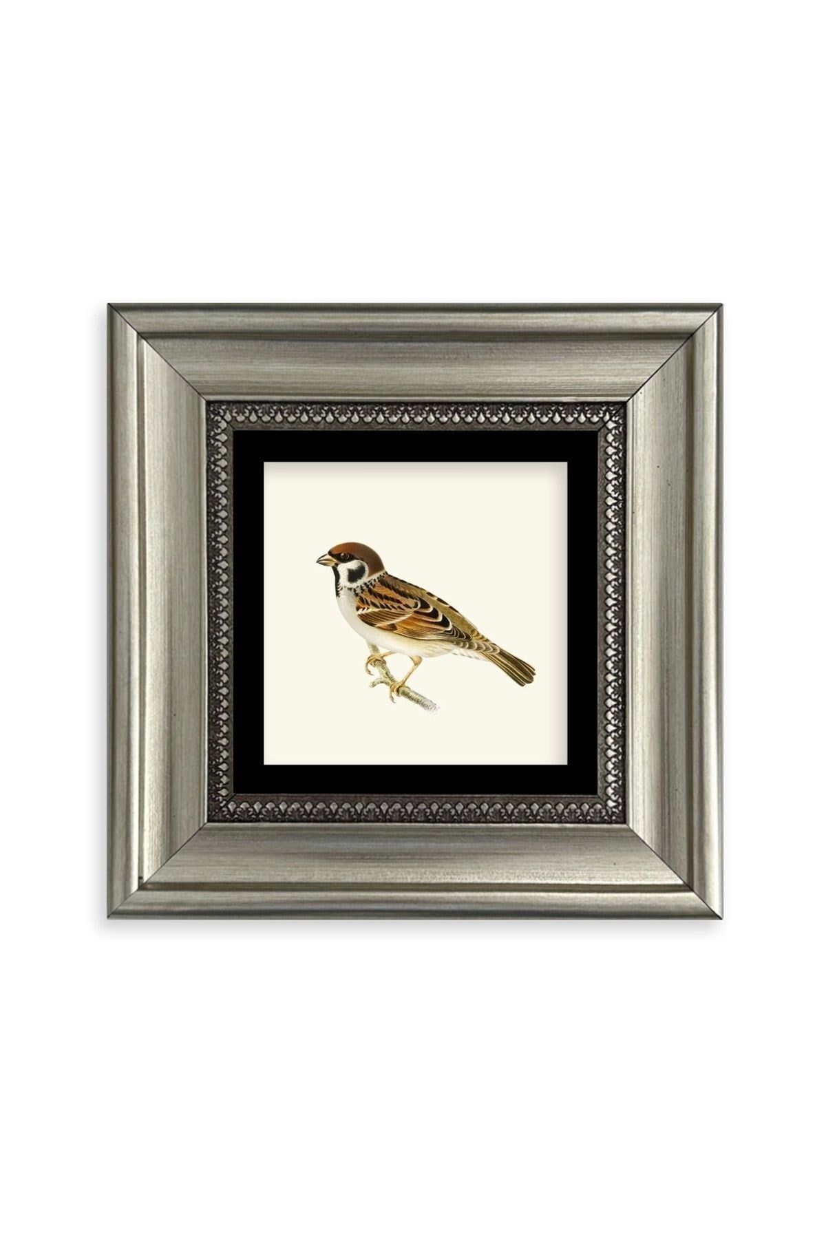 Daldaki Serçe Çerçeveli Taş Tablo 20 cm