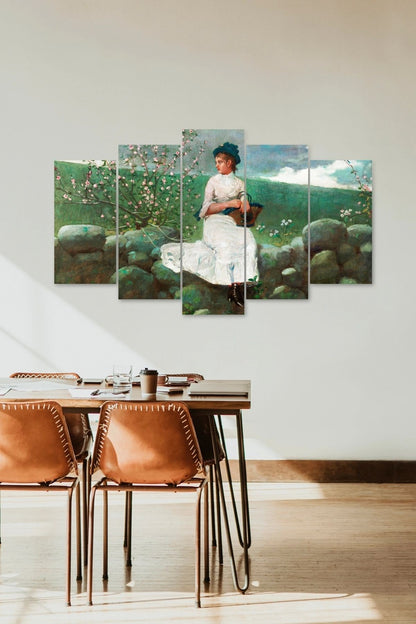 Kadın Manzarası 5 Parçalı Mdf Tablo 60 x 100
