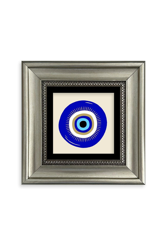 Nazar Boncuğu Çerçeveli Taş Tablo 20 cm