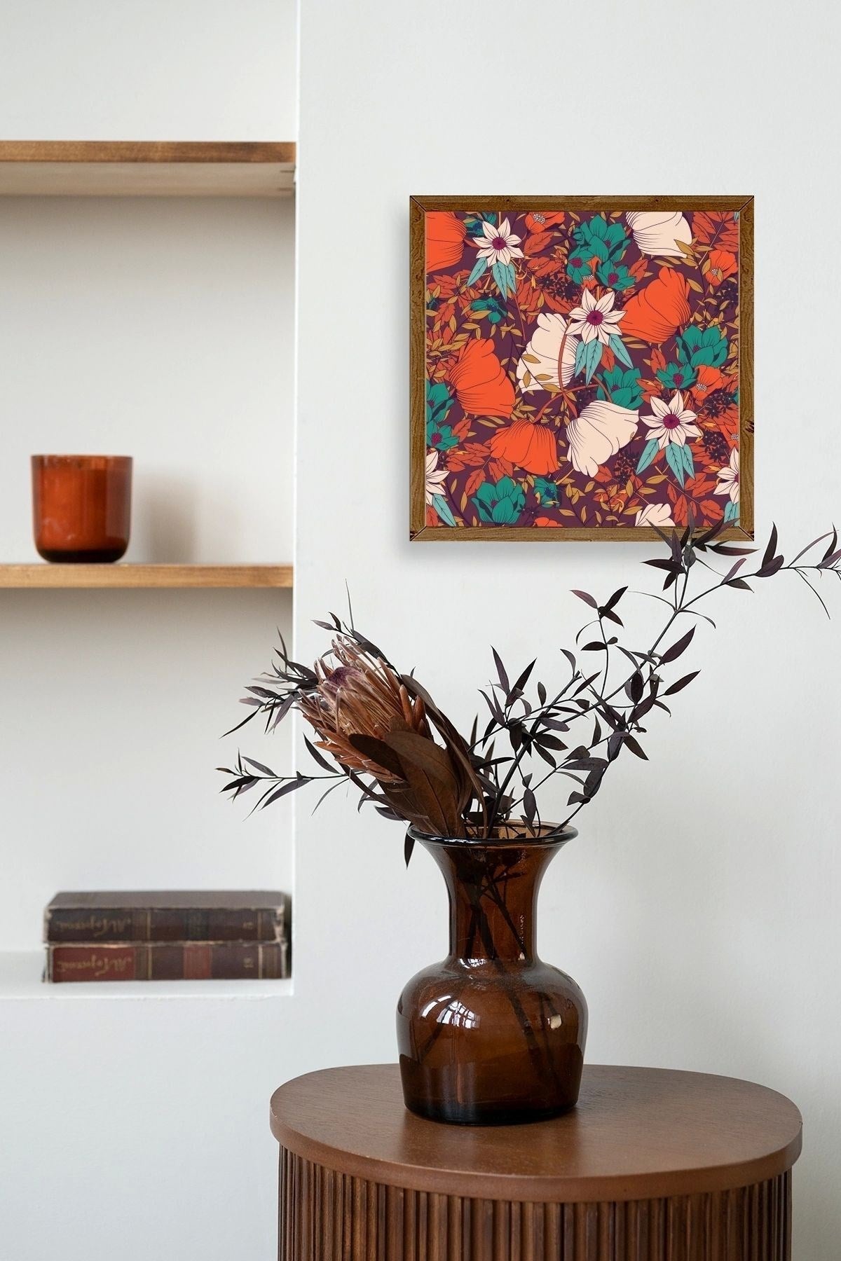 Çiçek Ahşap Çerçeveli Tablo 23 x 23