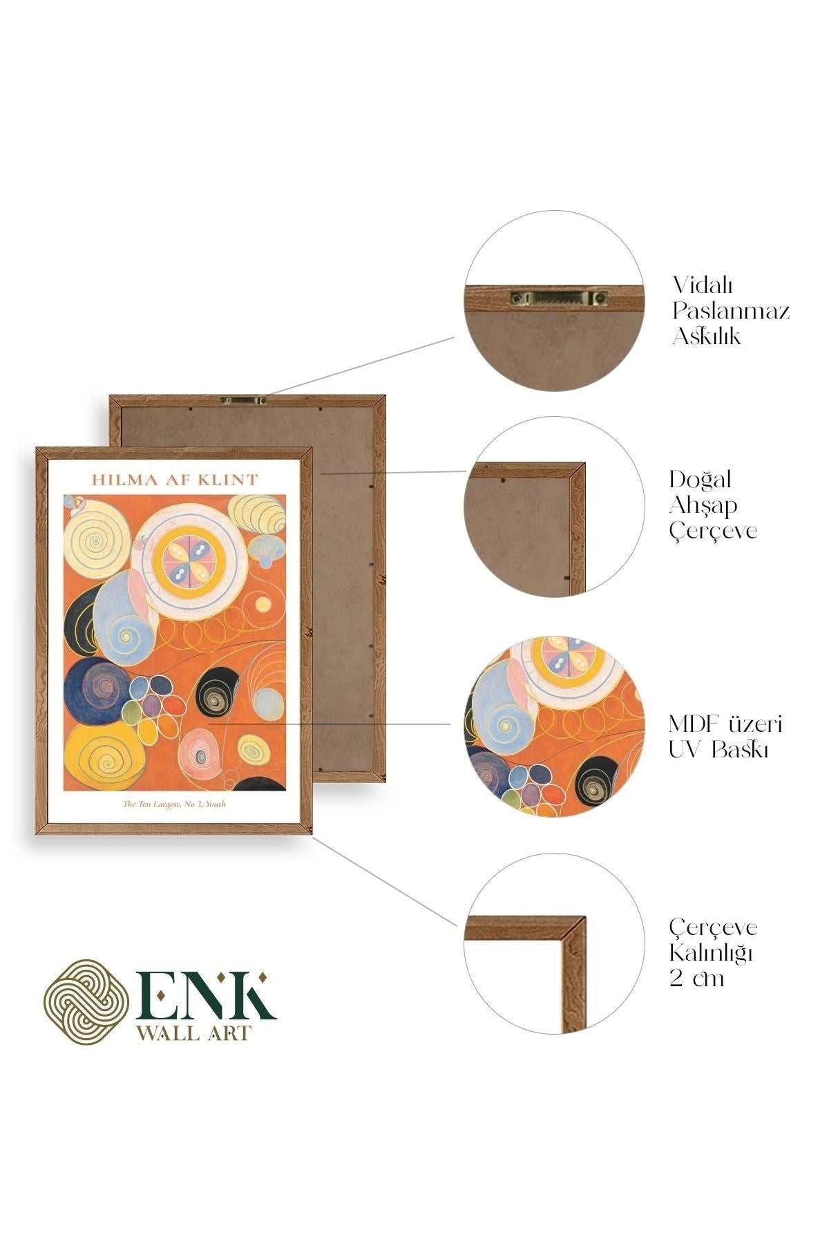 Ünlü Tablolar Üçlü Ahşap Çerçeveli Tablo 50 x 70