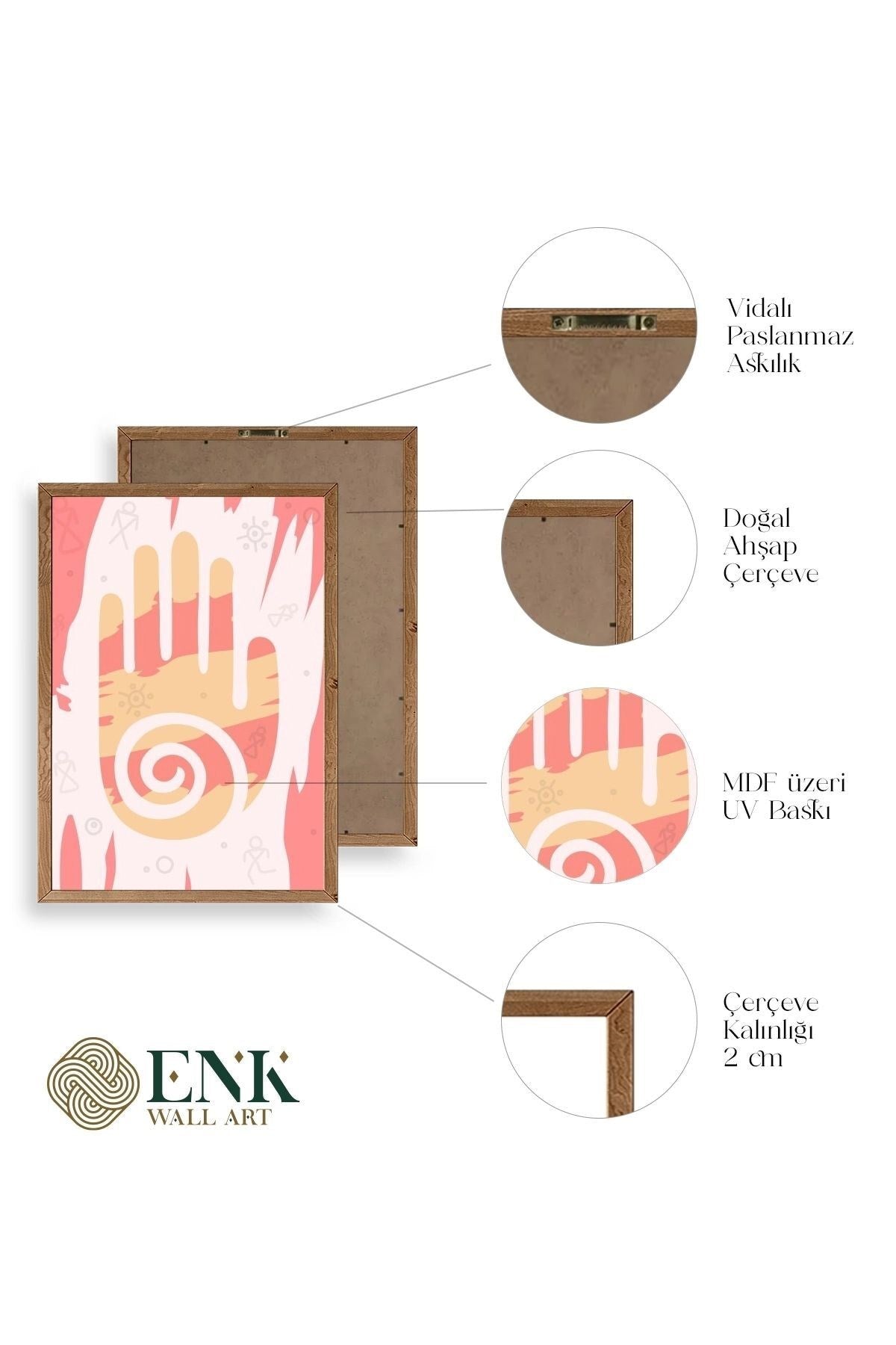 Düşündüren Şekiller Üçlü Ahşap Çerçeveli Tablo 17 x 23