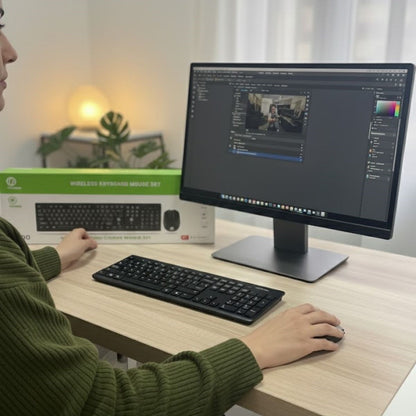 BUFFER® Kablosuz Q Klavye Mouse Seti Rahat Yazım, Sessiz Tuşlar, Ofis ve Ev Kullanımına Uygun Set YK7100