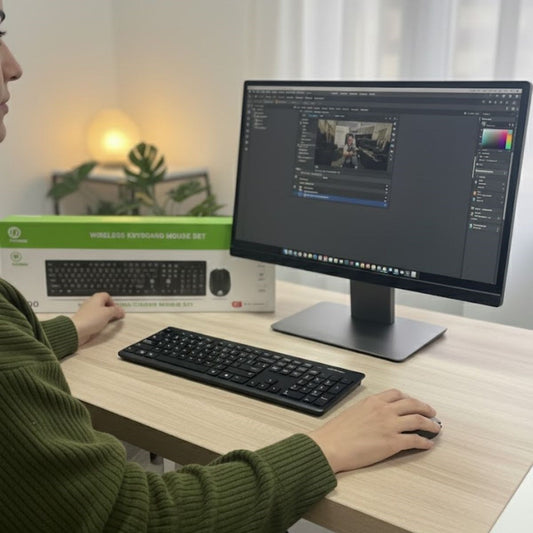 BUFFER® Kablosuz Q Klavye Mouse Seti Rahat Yazım, Sessiz Tuşlar, Ofis ve Ev Kullanımına Uygun Set YK7100