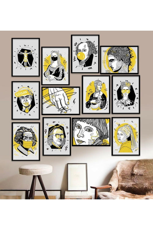 12 Parça Çerçeve Görünümlü Mdf Tablo Seti 15 x 20