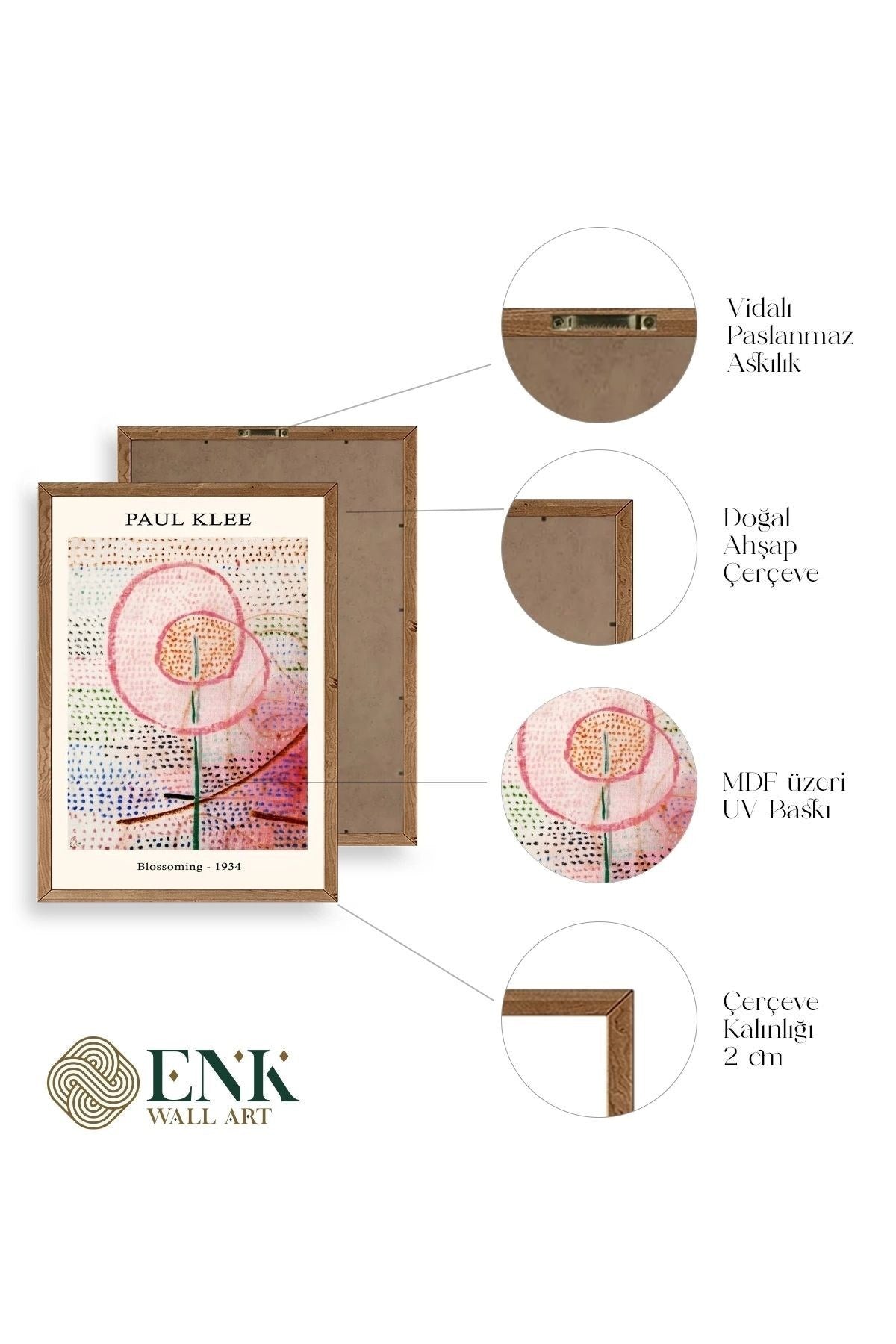 Ünlü Tablolar Üçlü Ahşap Çerçeveli Tablo 40 x 60