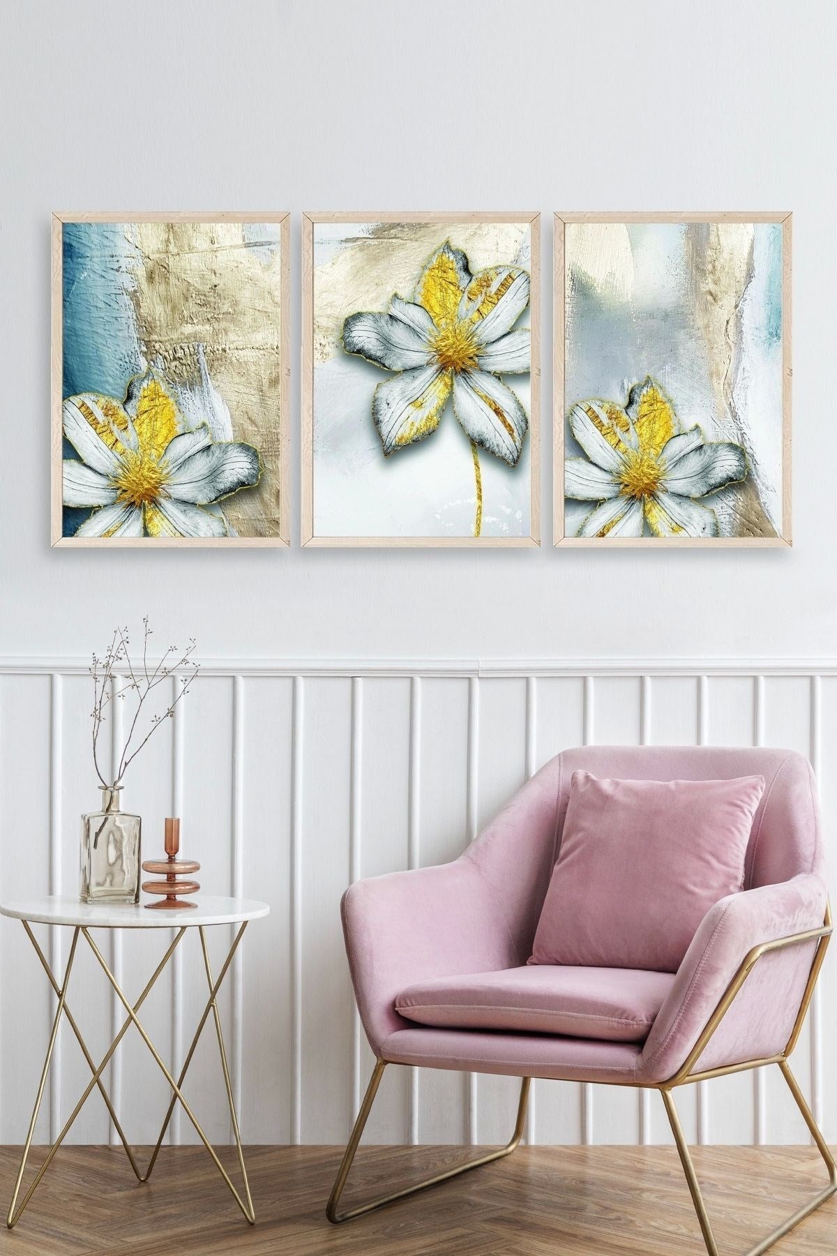 Çiçekler Ahşap Çerçeveli Tablo 23 x 30