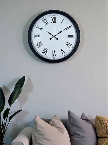 Siyah Klasik & Şık 40 Cm Metal Duvar Saati