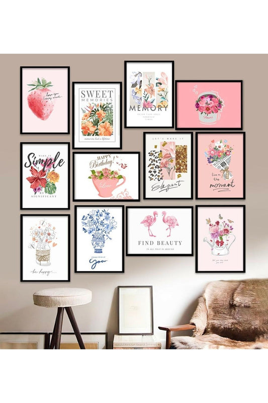 12 Parça Çerçeve Görünümlü Mdf Tablo Seti 15 x 20