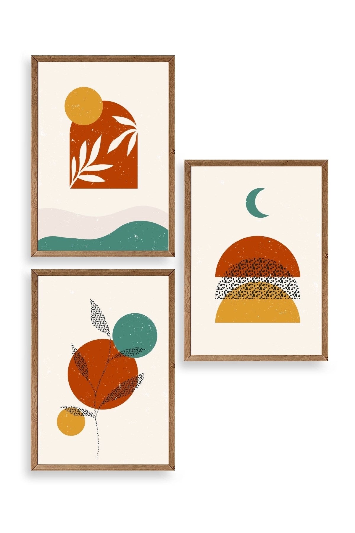 Manzara Üçlü Ahşap Çerçeveli Tablo 23 x 30