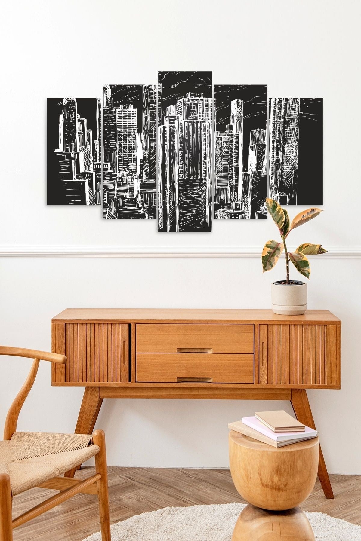 Binalar Manzara 5 Parçalı Mdf Tablo 60 x 100