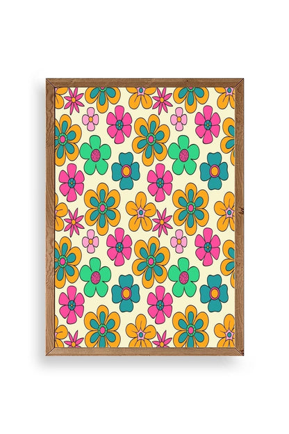 Çiçekler Ahşap Çerçeveli Tablo 42 x 42