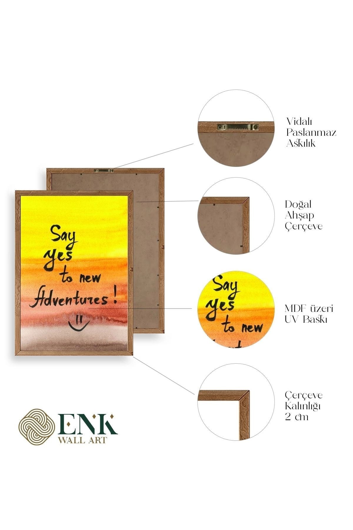 Motto Ahşap Çerçeveli Tablo 17 x 23