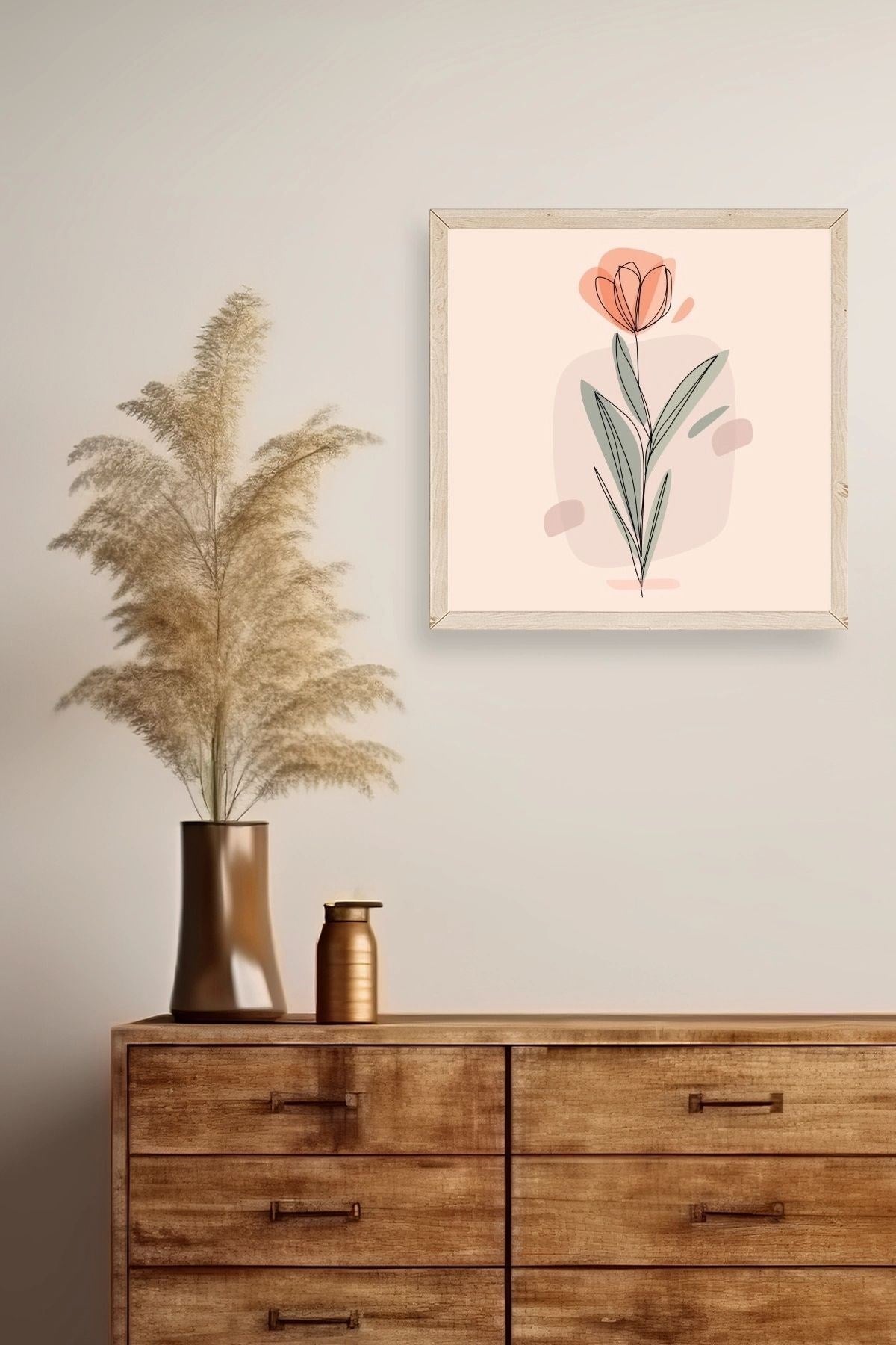 Çiçek Ahşap Çerçeveli Tablo 23 x 23