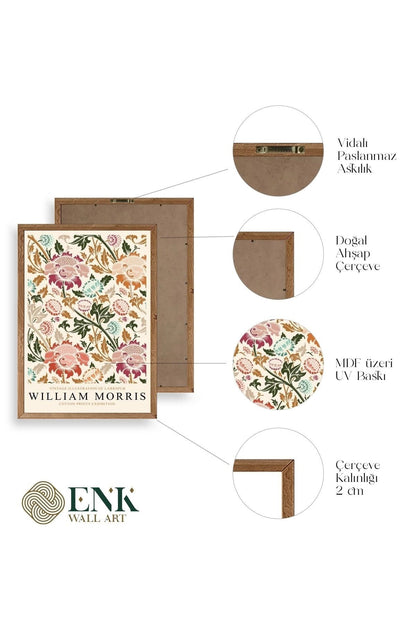 William Morris Ahşap Çerçeveli Tablo 17 x 23