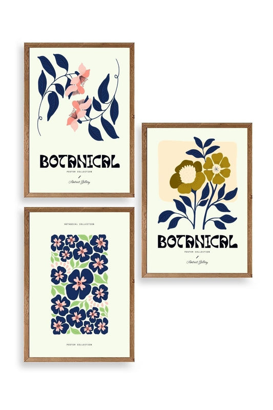Botanik Üçlü Ahşap Çerçeveli Tablo 30 x 40