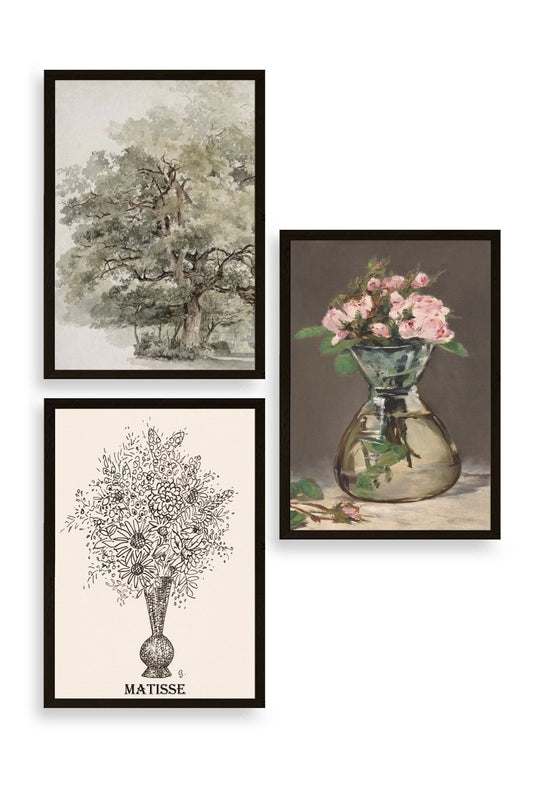 Matisse Üçlü Ahşap Çerçeveli Tablo 23 x 30