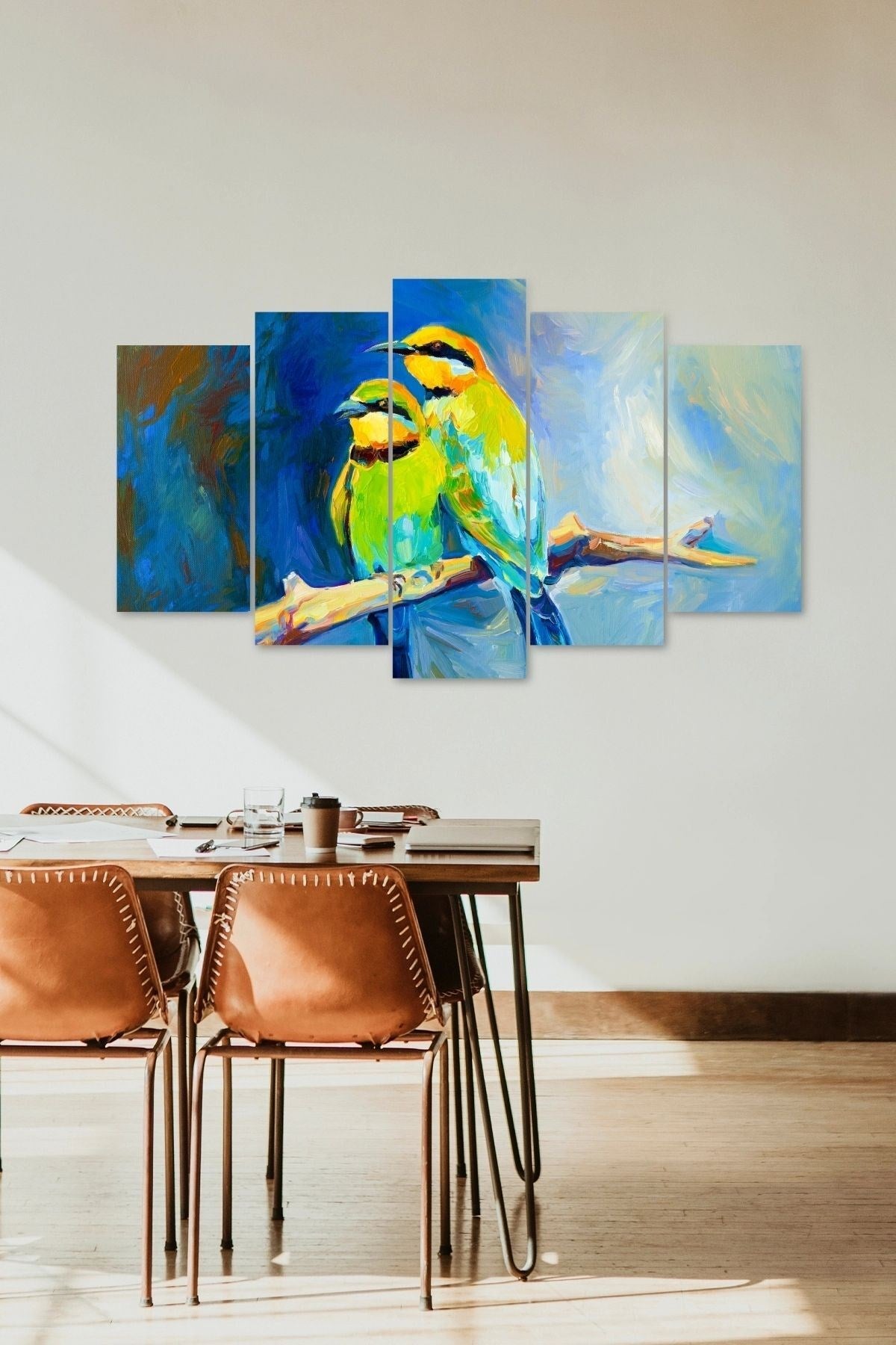 Kuşlar 5 Parçalı Mdf Tablo 60 x 100