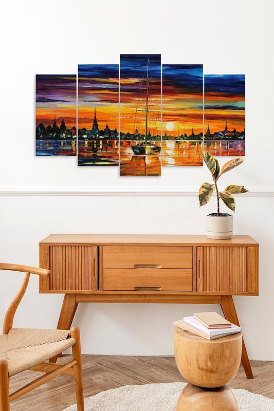 Deniz Manzarası 5 Parçalı Mdf Tablo 60 x 100
