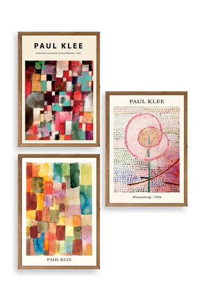 Paul Klee Üçlü Ahşap Çerçeveli Tablo 30 x 40