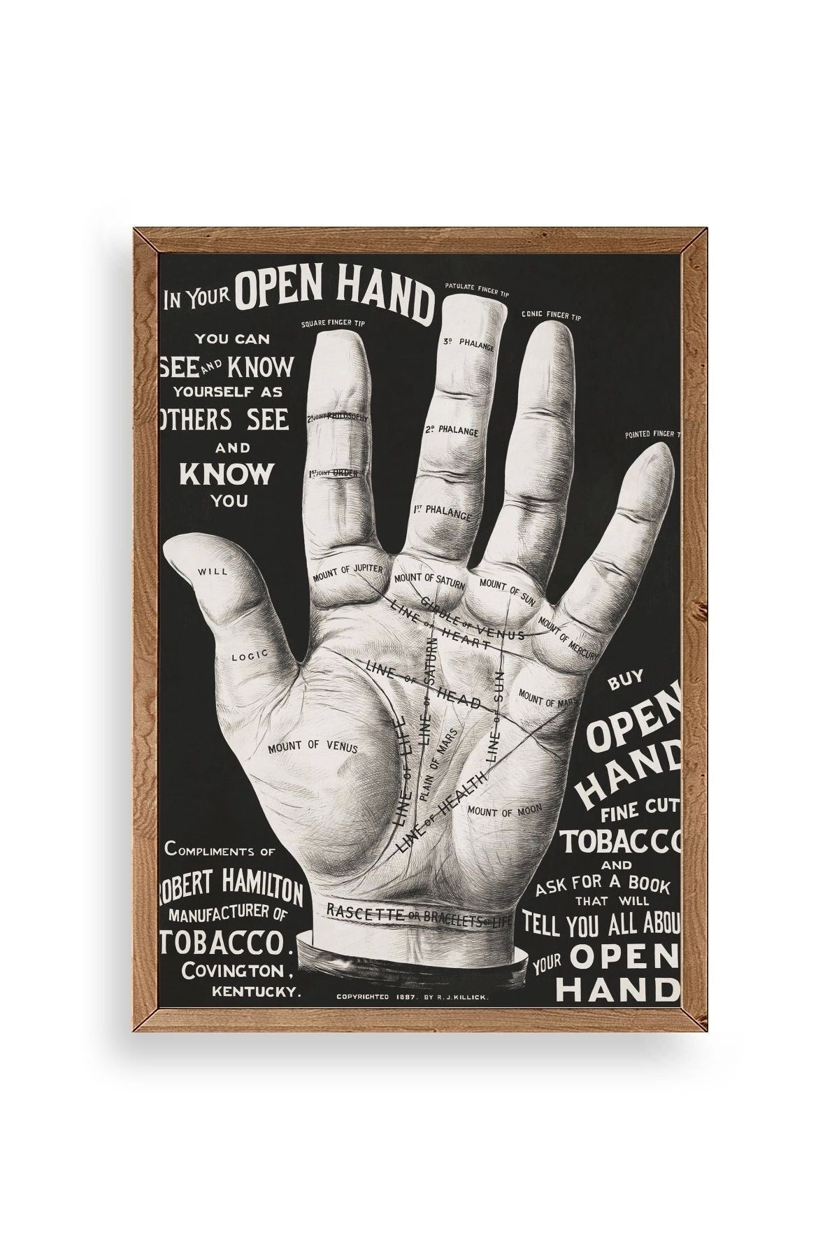 Avuç Okuma Rehberi Ahşap Çerçeveli Tablo 30 x 42